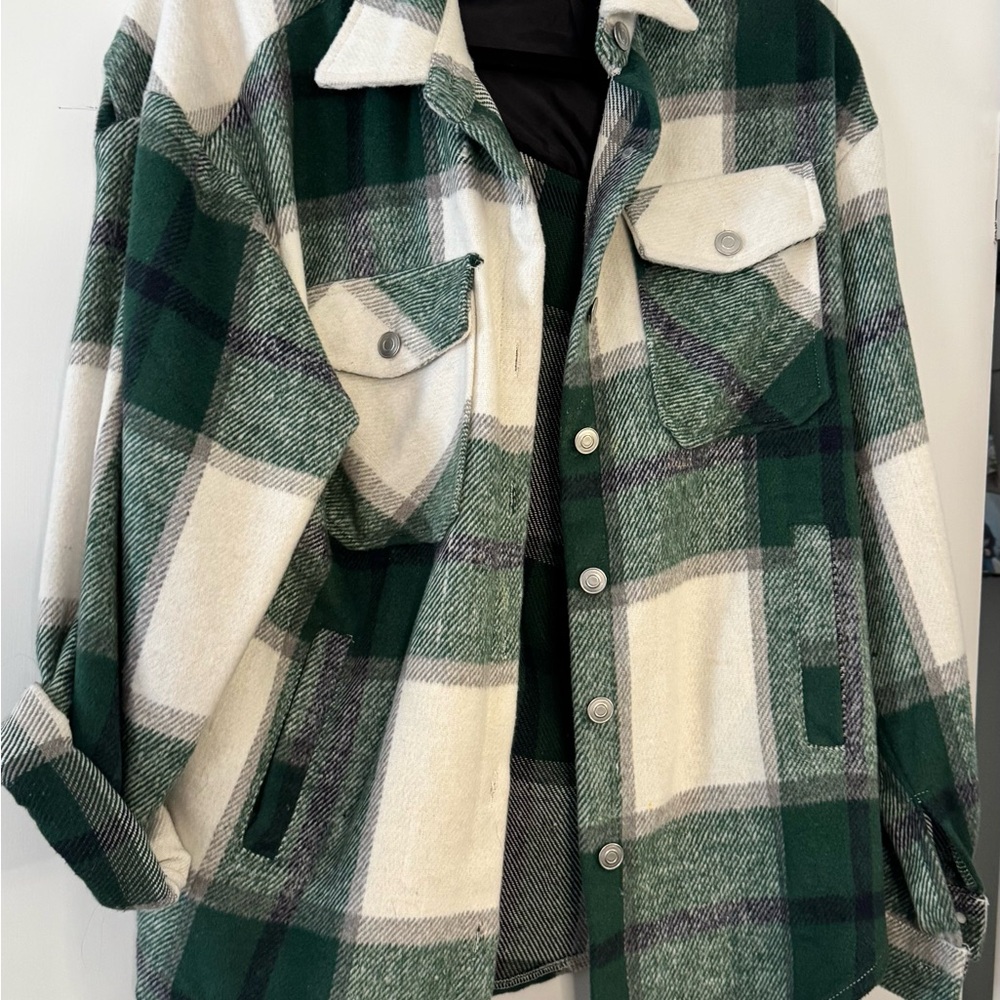 Green and White Plaid Jacket
